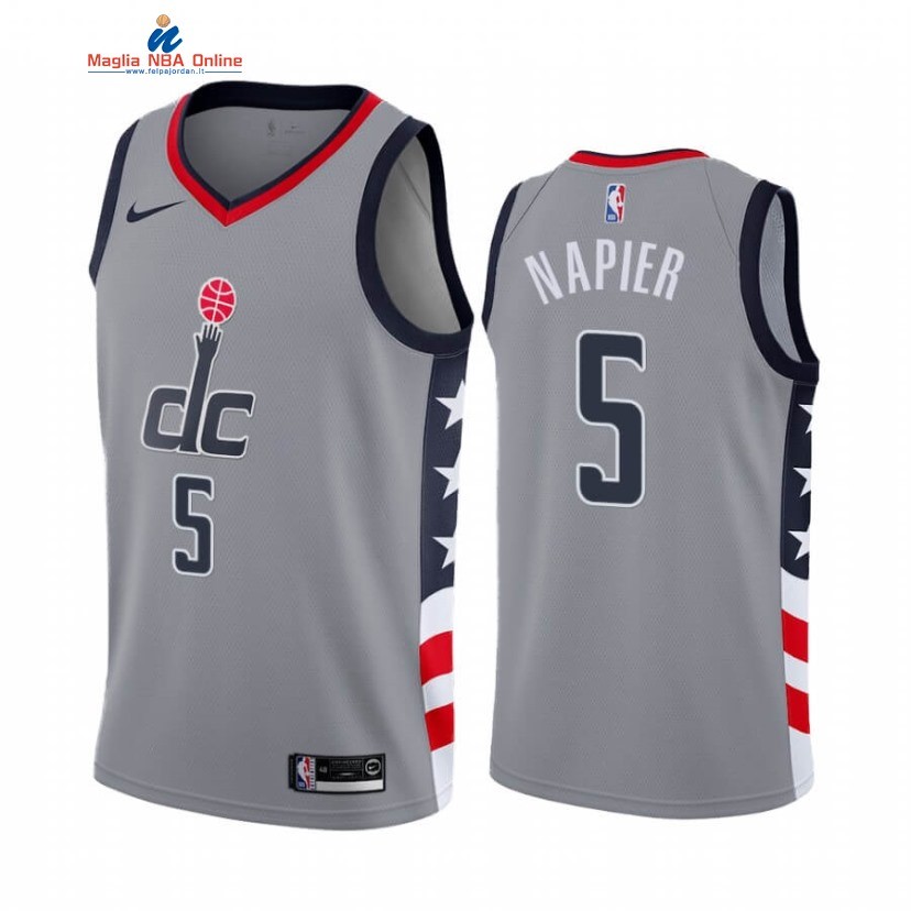Maglia NBA Nike Washington Wizards #5 Shabazz Napier Grigio Città 2020-21 Acquista