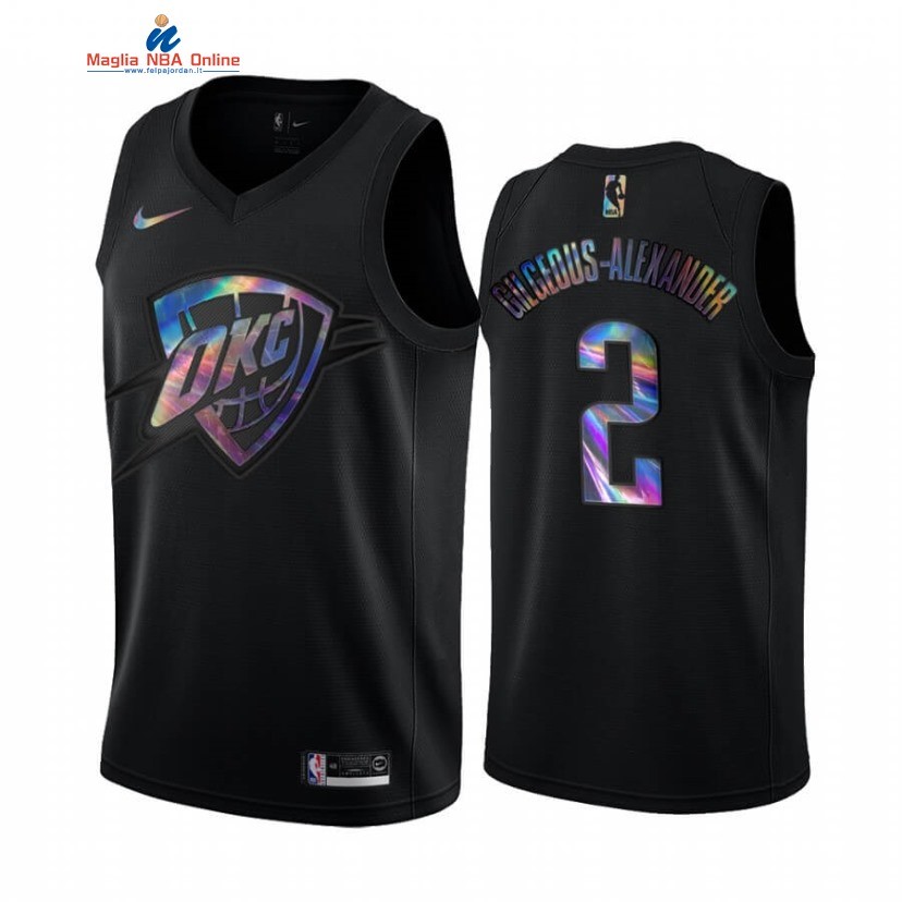 Maglia NBA Oklahoma City Thunder #2 Shai Gilgeous Alexander Nero Hardwood Classics 2020 Acquista