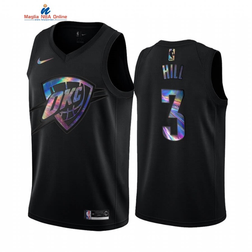 Maglia NBA Oklahoma City Thunder #3 George Hill Nero Hardwood Classics 2020 Acquista