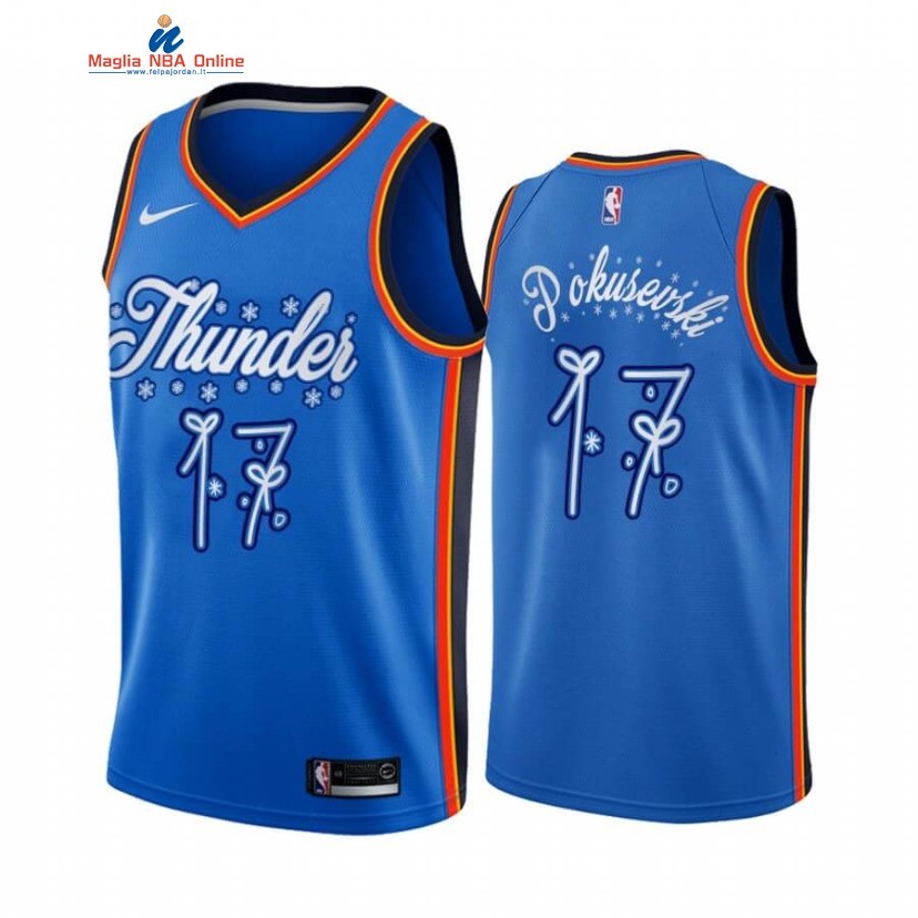 Maglia NBA Oklahoma City Thunder 2020 Natale #17 Aleksej Pokusevski Blu Acquista