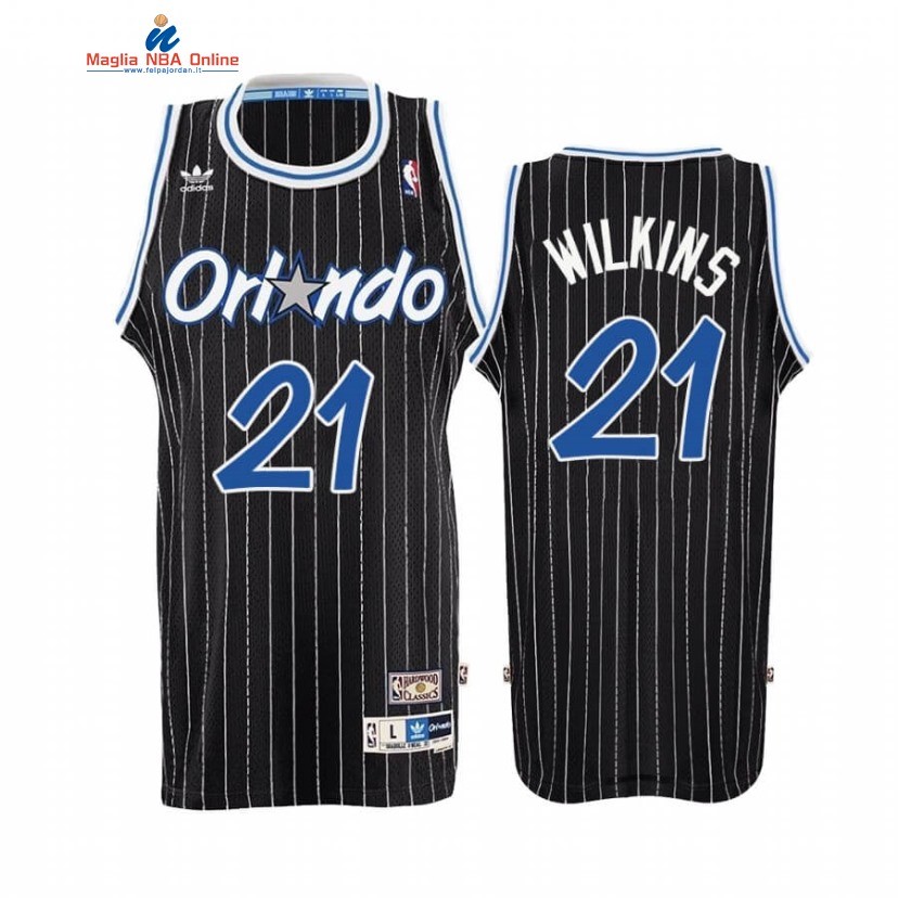 Maglia NBA Orlando Magic #21 Dominique Wilkins Nero Throwback Hardwood Classics Acquista