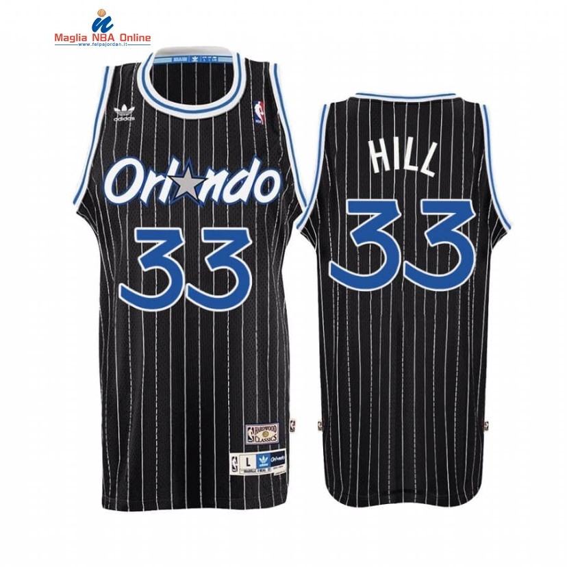 Maglia NBA Orlando Magic #33 Grant Hill Nero Throwback Hardwood Classics Acquista