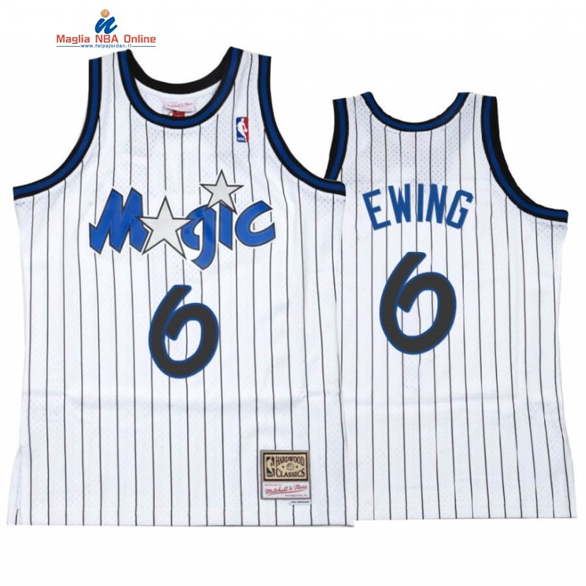 Maglia NBA Orlando Magic #6 Patrick Ewing Bianco Hardwood Classics Acquista