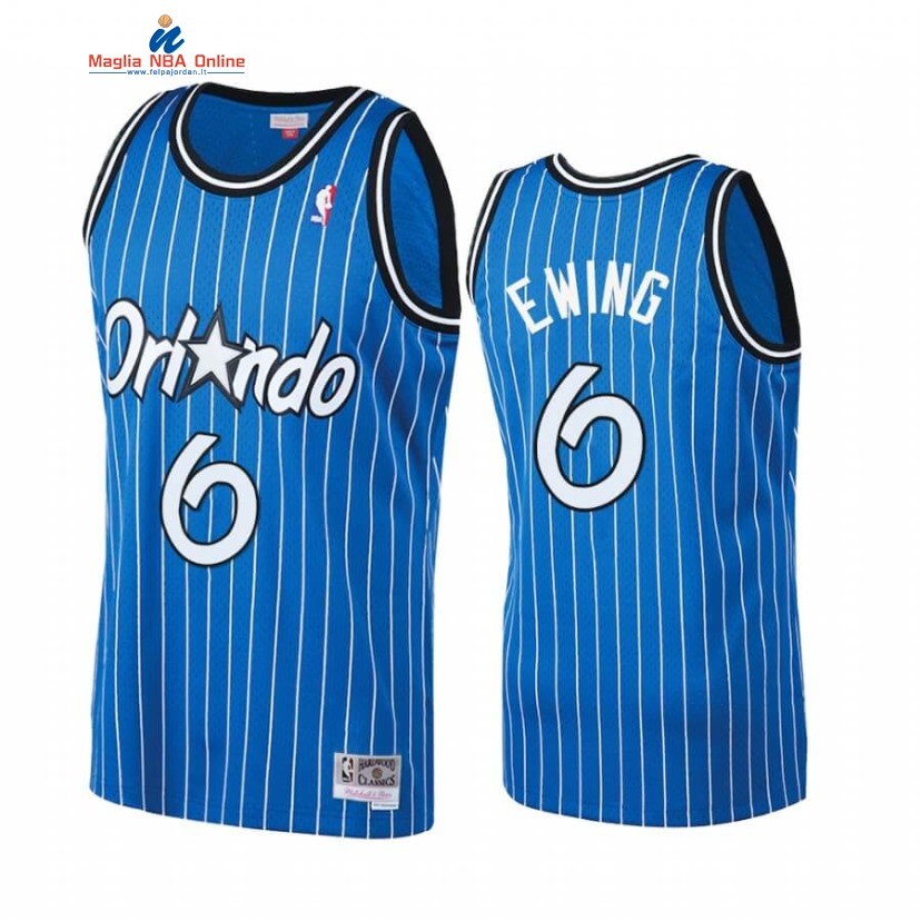 Maglia NBA Orlando Magic #6 Patrick Ewing Blu Hardwood Classics Acquista