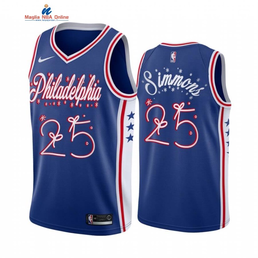 Maglia NBA Philadelphia Sixers 2020 Natale #25 Ben Simmons Blu Acquista