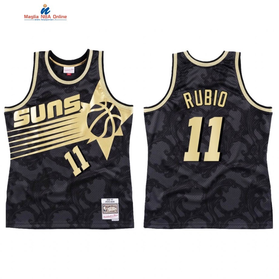 Maglia NBA Phoenix Suns #11 Ricky Rubio Nero Hardwood Classics Acquista