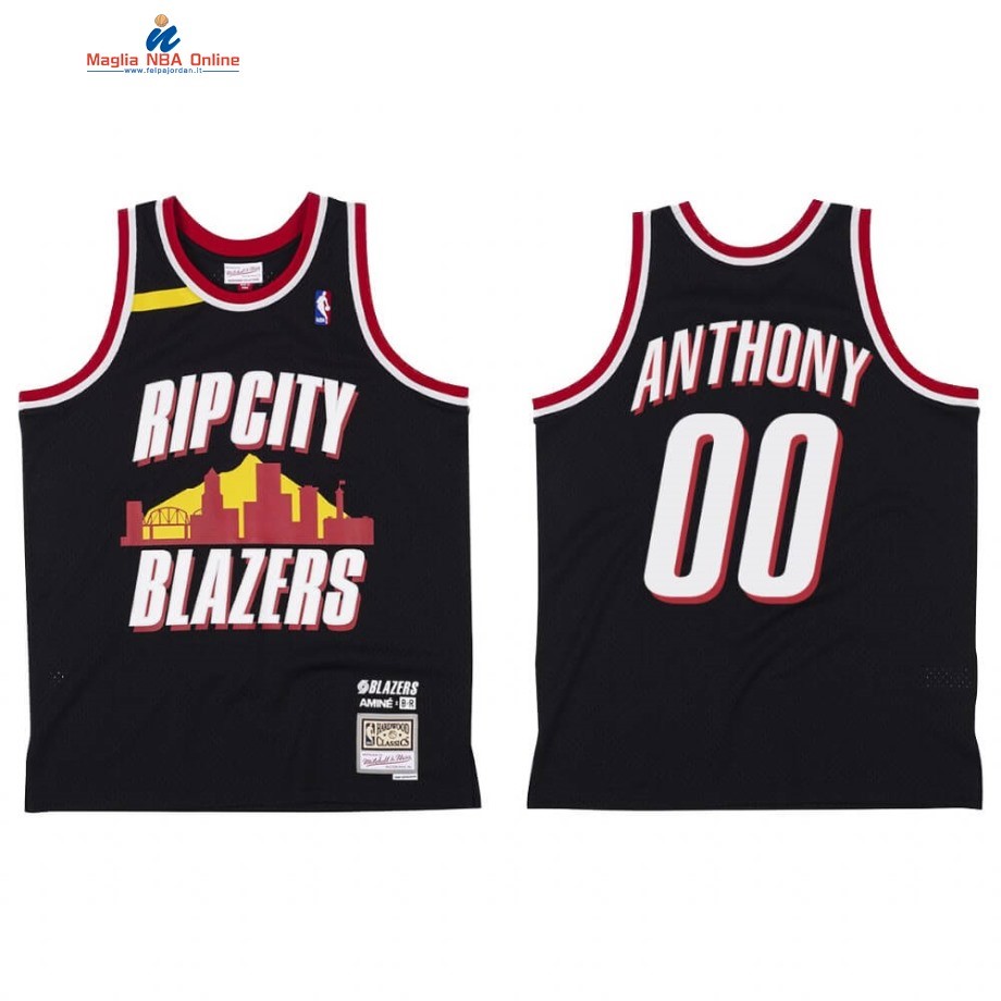 Maglia NBA Portland Trail Blazers #0 Carmelo Anthony X BR Remix Nero Hardwood Classics Acquista