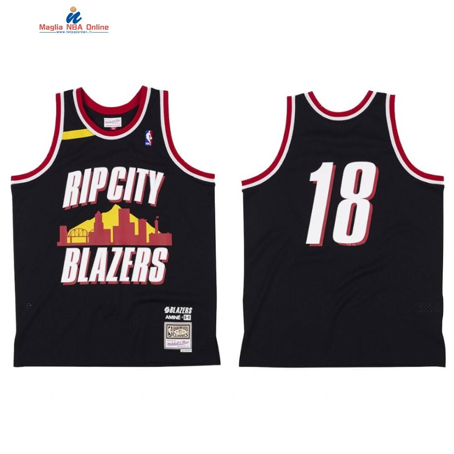 Maglia NBA Portland Trail Blazers #18 Amine X BR Remix BR Remix Nero Hardwood Classics Acquista