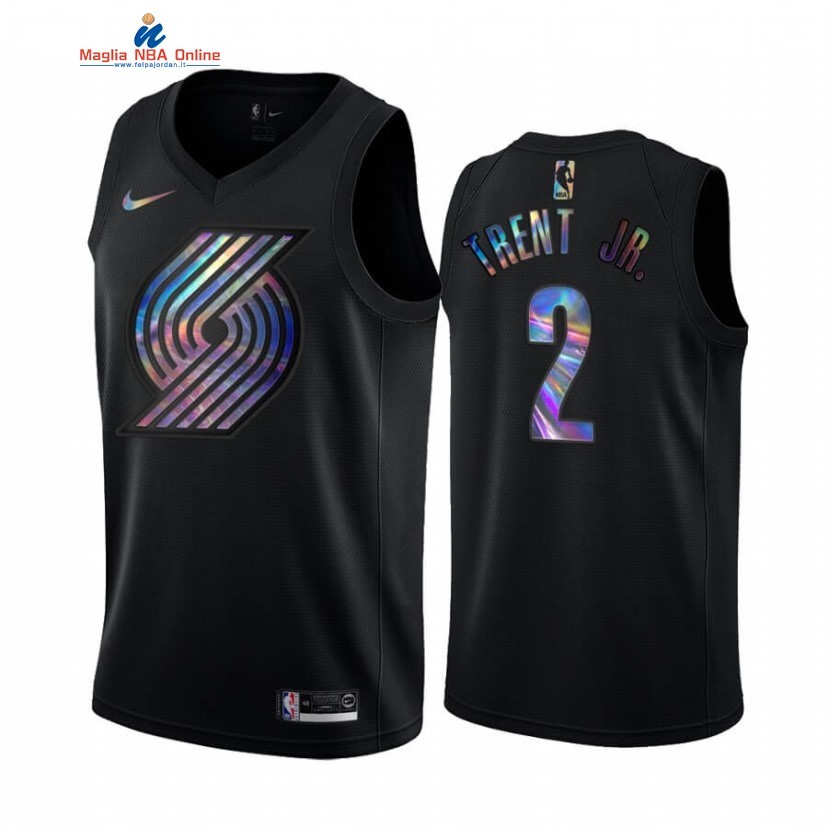 Maglia NBA Portland Trail Blazers #2 Gary Trent Jr. Nero Hardwood Classics 2020 Acquista