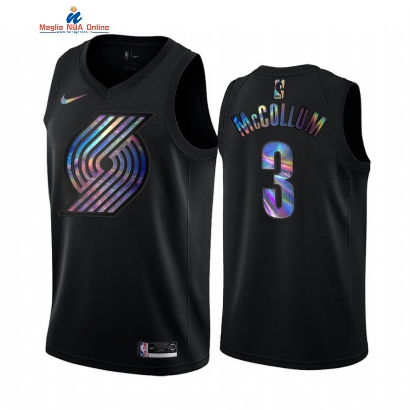 Maglia NBA Portland Trail Blazers #3 C.J. McCollum Nero Hardwood Classics 2020 Acquista