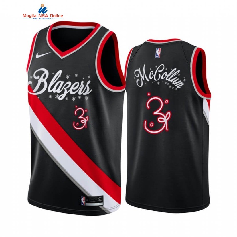 Maglia NBA Portland Trail Blazers 2020 Natale #3 C.J. McCollum Nero Acquista