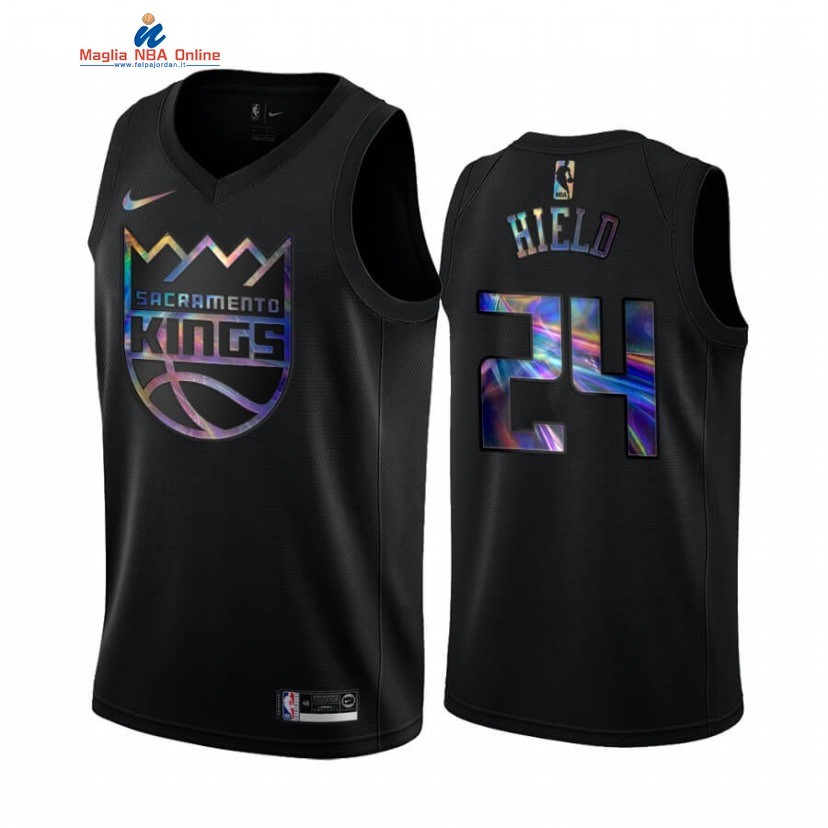 Maglia NBA Sacramento Kings #24 Buddy Hield Nero Hardwood Classics 2020 Acquista