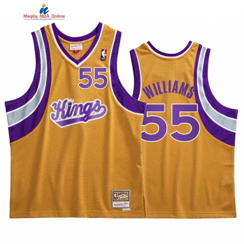 Maglia NBA Sacramento Kings #55 Jason Williams Oro Hardwood Classics Acquista