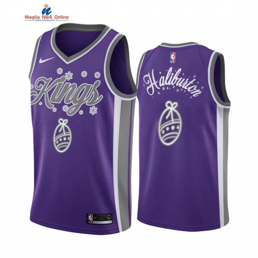 Maglia NBA Sacramento Kings 2020 Natale #0 Tyrese Haliburton Porpora Acquista