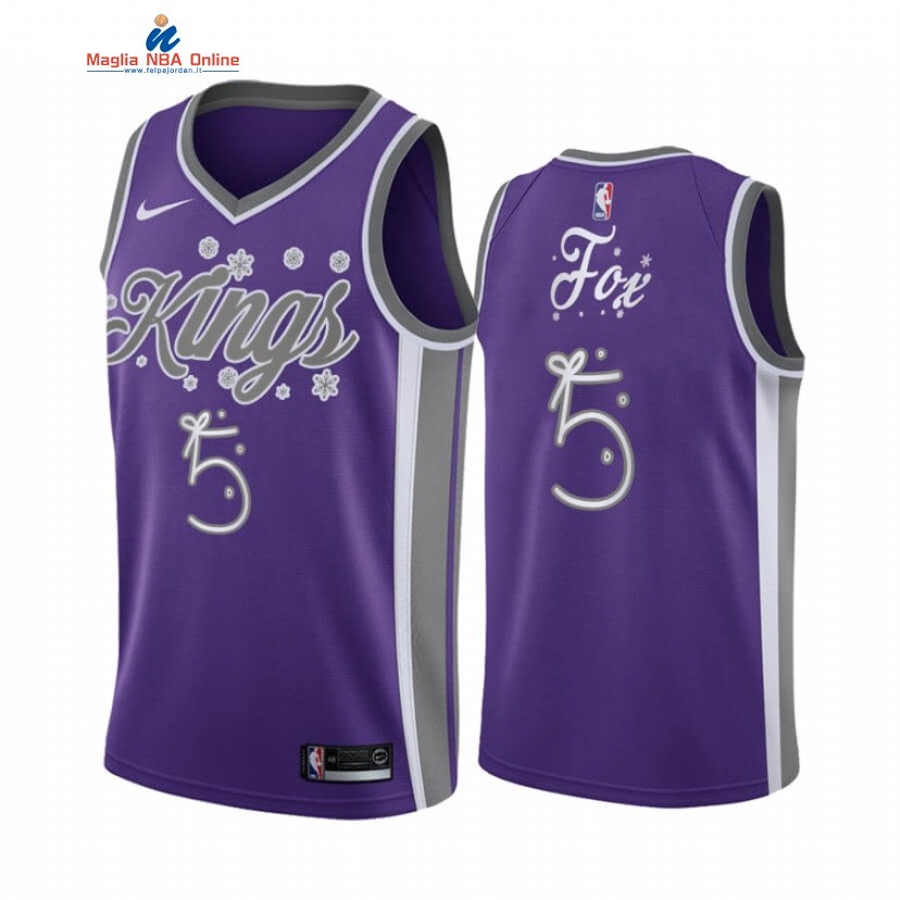 Maglia NBA Sacramento Kings 2020 Natale #5 De'Aaron Fox Porpora Acquista