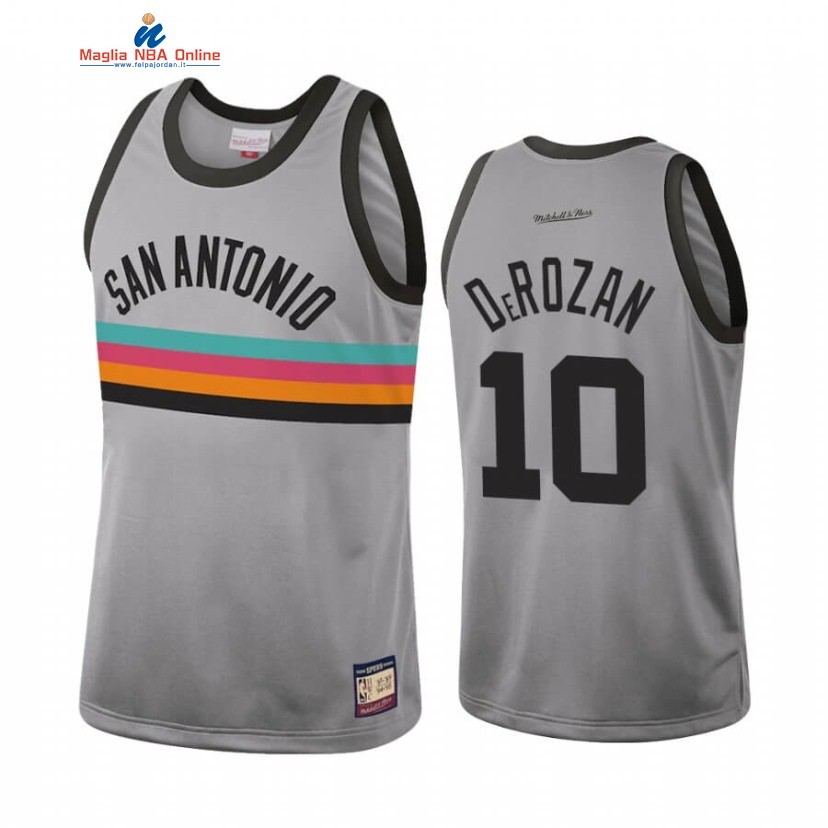 Maglia NBA San Antonio Spurs #10 DeMar DeRozan Grigio Hardwood Classics Acquista