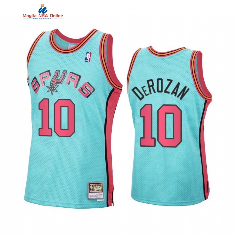 Maglia NBA San Antonio Spurs #10 DeMar DeRozan Reload Blu Hardwood Classics 2020 Acquista