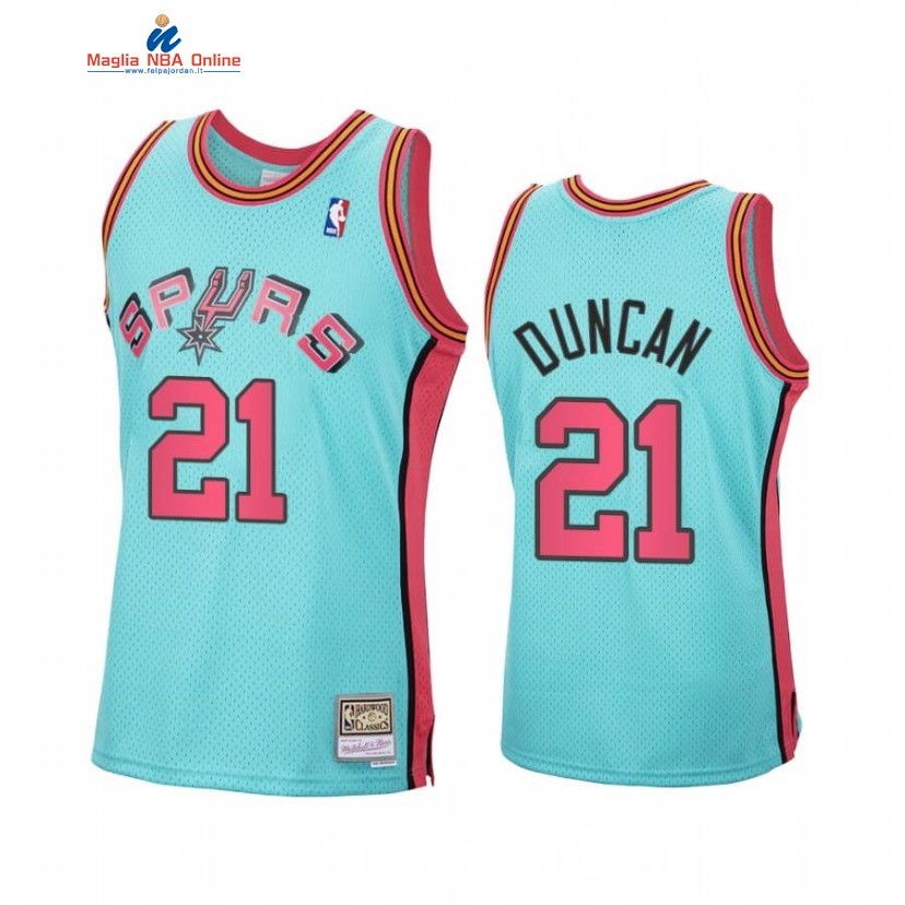 Maglia NBA San Antonio Spurs #21 Tim Duncan Reload Blu Hardwood Classics 2020 Acquista