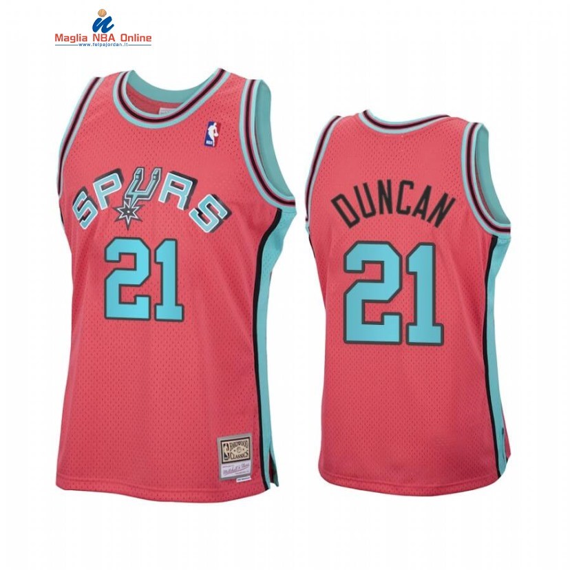 Maglia NBA San Antonio Spurs #21 Tim Duncan Reload Rosa Hardwood Classics Acquista
