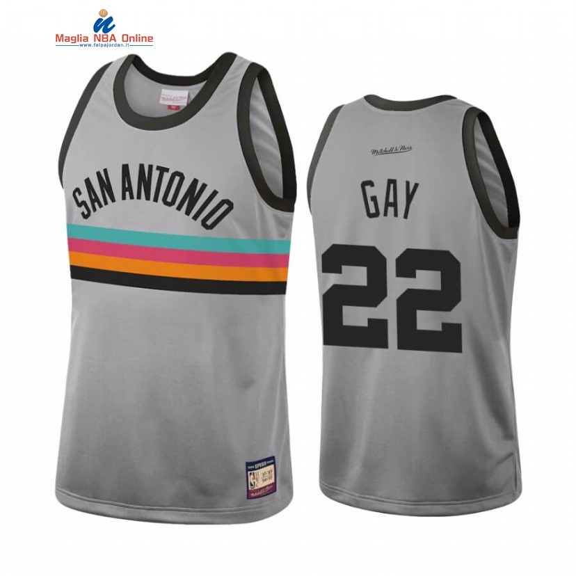 Maglia NBA San Antonio Spurs #22 Rudy Gay Grigio Hardwood Classics Acquista