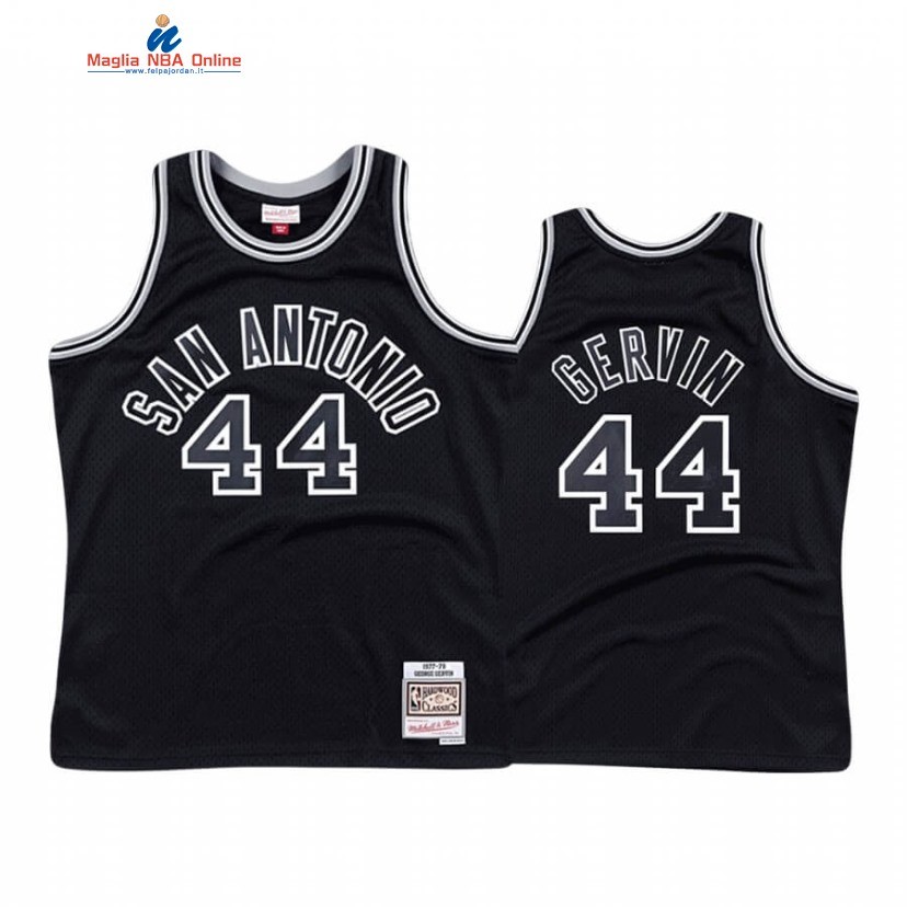 Maglia NBA San Antonio Spurs #44 George Gervin Nero Hardwood Classics Acquista