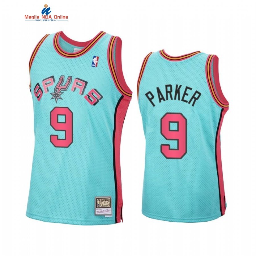 Maglia NBA San Antonio Spurs #9 Tony Parker Reload Blu Hardwood Classics 2020 Acquista