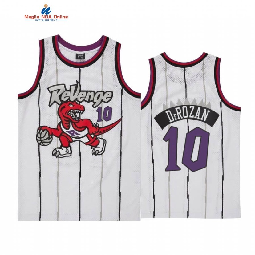 Maglia NBA Toronto Raptors #10 DeMar DeRozan Revenge Bianco Throwback Acquista