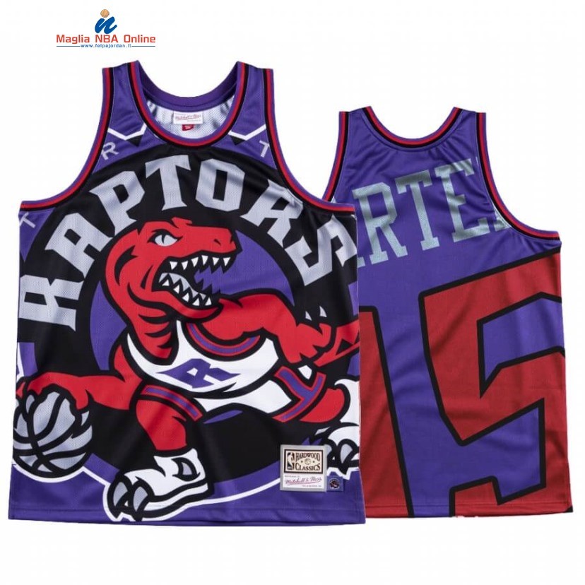 Maglia NBA Toronto Raptors #15 Vince Carter Big Face Porpora Hardwood Classics Acquista