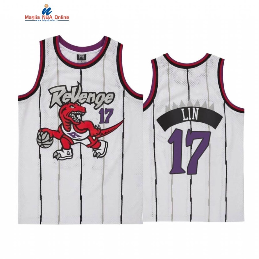 Maglia NBA Toronto Raptors #17 Jeremy Lin Revenge Bianco Throwback Acquista