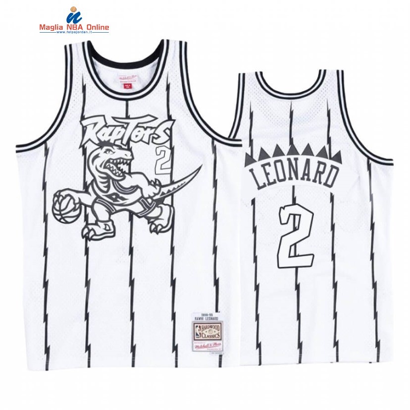 Maglia NBA Toronto Raptors #2 Kawhi Leonard Blanco Nero Hardwood Classics Acquista