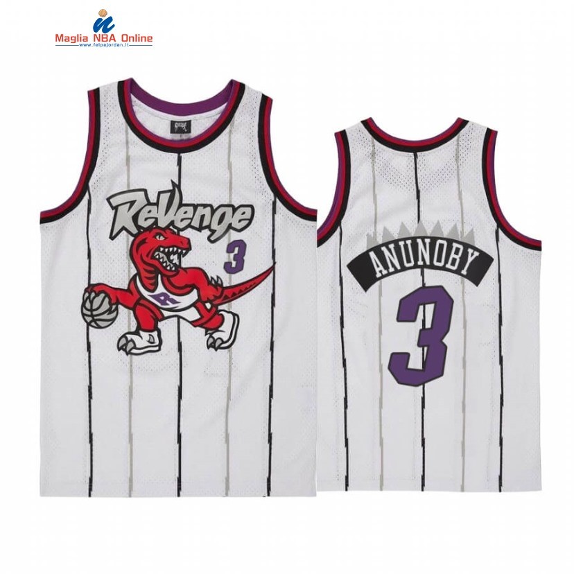 Maglia NBA Toronto Raptors #3 OG Anunoby Revenge Bianco Throwback Acquista