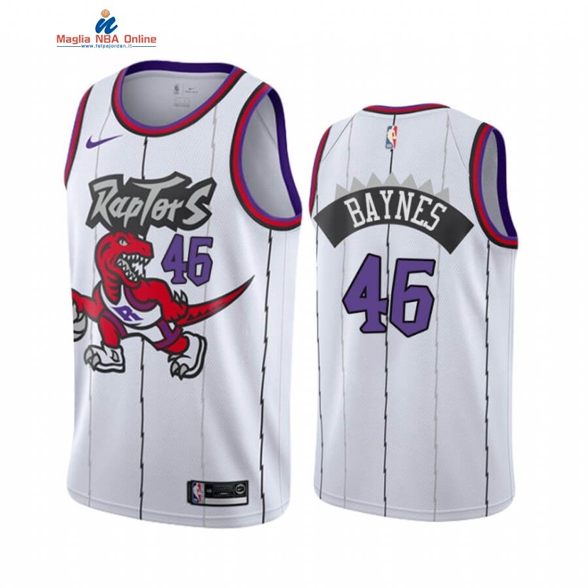 Maglia NBA Toronto Raptors #46 Aron Baynes Bianco Hardwood Classics 2020-21 Acquista