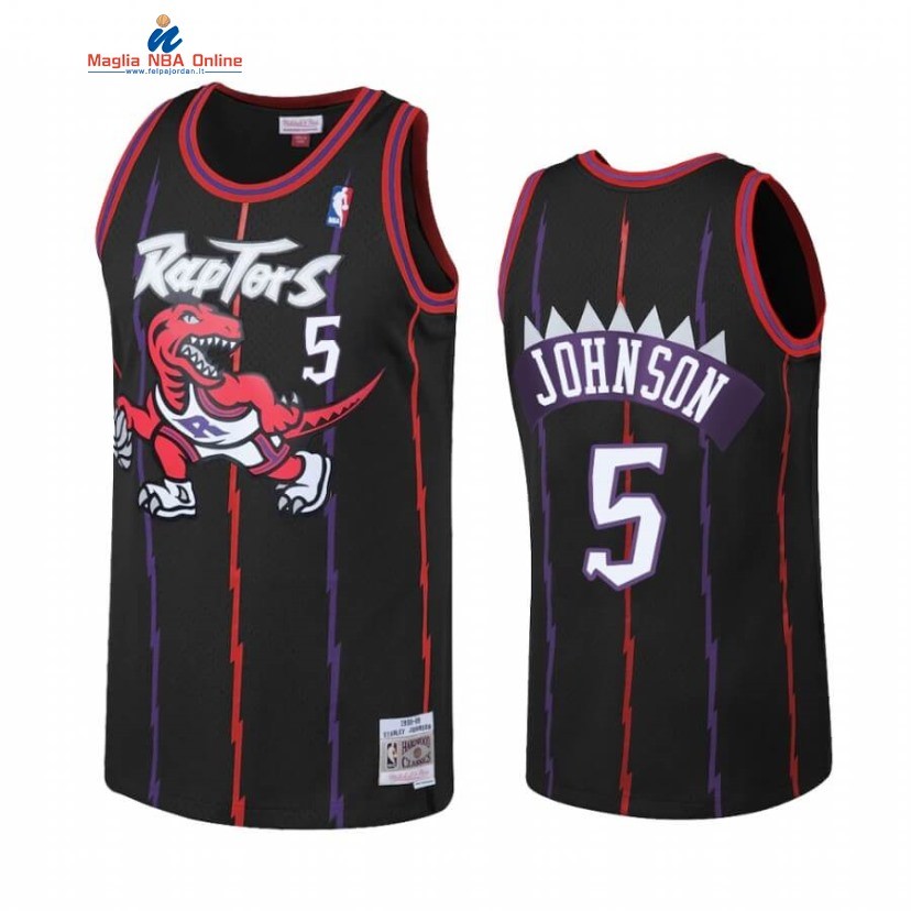 Maglia NBA Toronto Raptors #5 Stanley Johnson Reload Nero Hardwood Classics Acquista