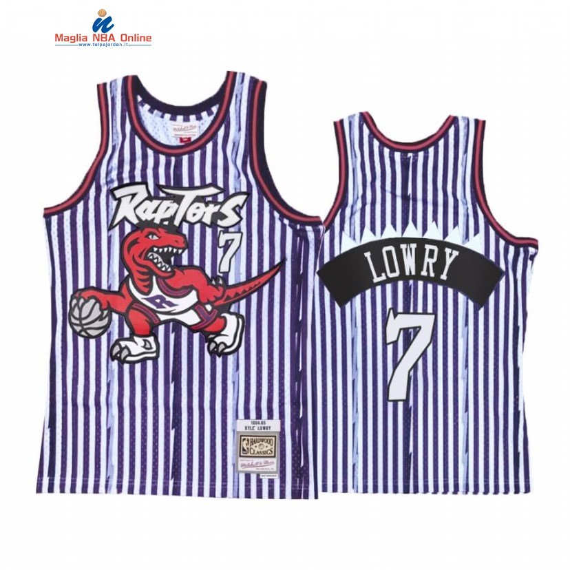 Maglia NBA Toronto Raptors #7 Kyle Lowry Porpora Strisce Hardwood Classics Acquista