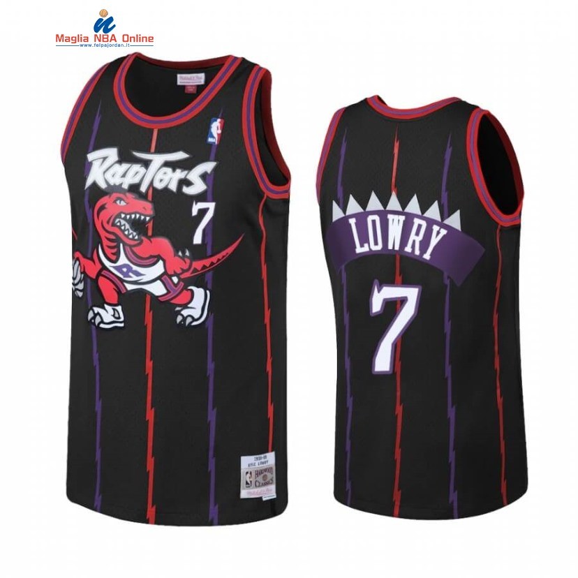 Maglia NBA Toronto Raptors #7 Kyle Lowry Reload Nero Hardwood Classics Acquista