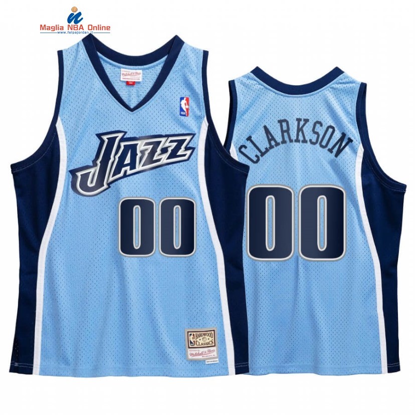 Maglia NBA Utah Jazz #00 Jordan Clarkson Blu Hardwood Classics 2009-10 Acquista