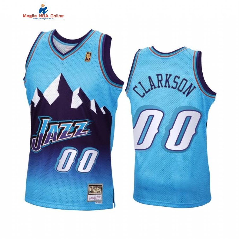 Maglia NBA Utah Jazz #00 Jordan Clarkson Reload Blu Hardwood Classics 2020 Acquista