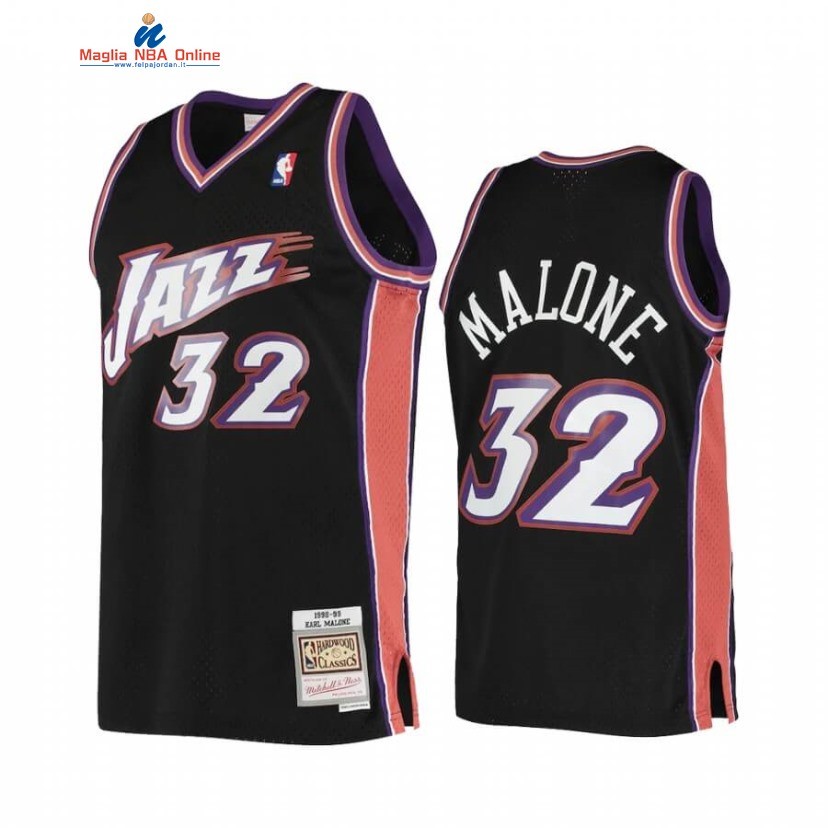 Maglia NBA Utah Jazz #32 Karl Malone Nero Hardwood Classics 1998-99 Acquista