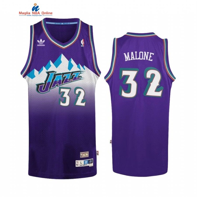 Maglia NBA Utah Jazz #32 Karl Malone Porpora Hardwood Classics Acquista