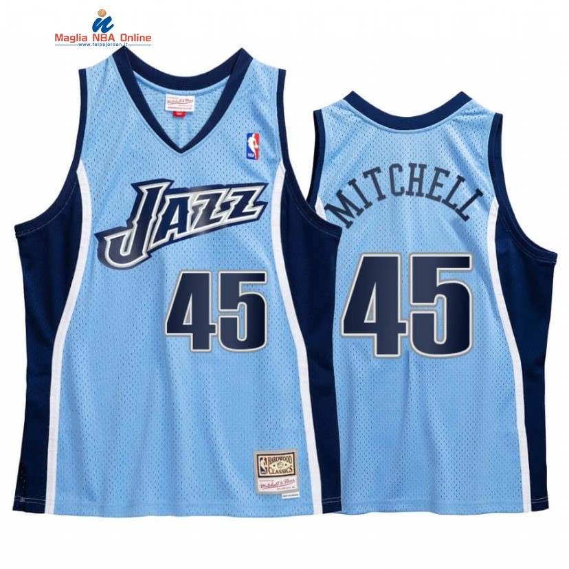 Maglia NBA Utah Jazz #45 Donovan Mitchell Blu Hardwood Classics 2009-10 Acquista