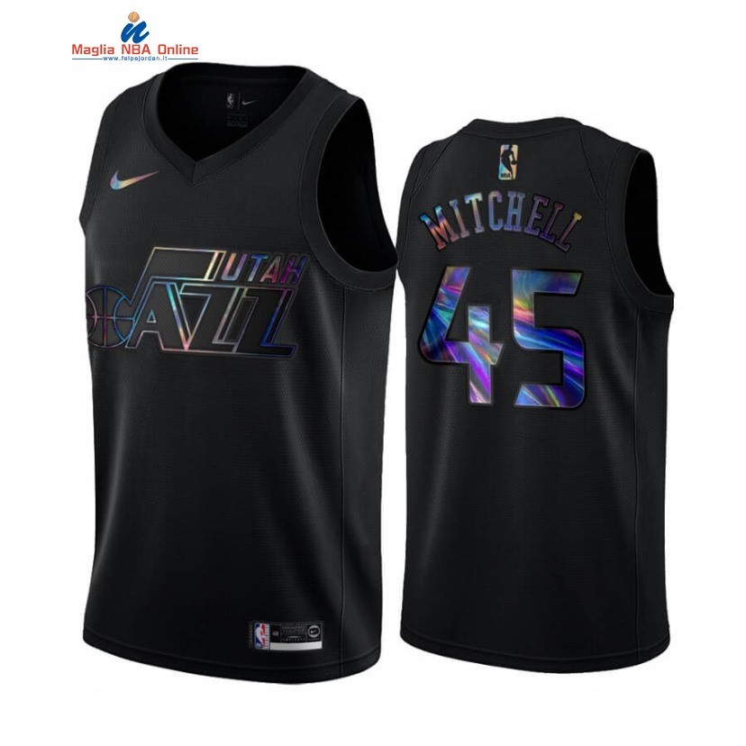 Maglia NBA Utah Jazz #45 Donovan Mitchell Nero Hardwood Classics 2020 Acquista