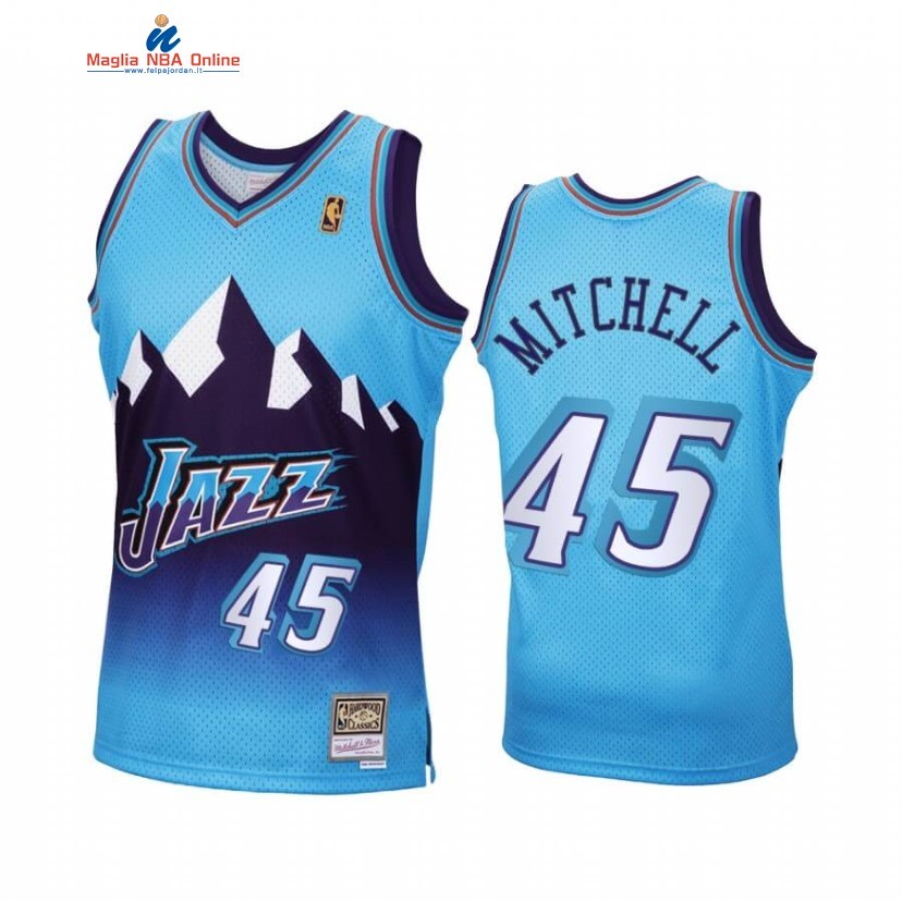 Maglia NBA Utah Jazz #45 Donovan Mitchell Reload Blu Hardwood Classics 2020 Acquista