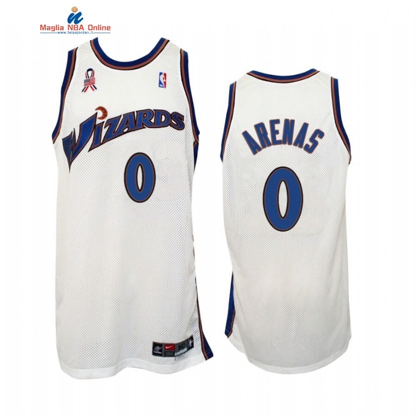 Maglia NBA Washington Wizards #0 Gilbert Arenas Bianco Hardwood Classics Acquista