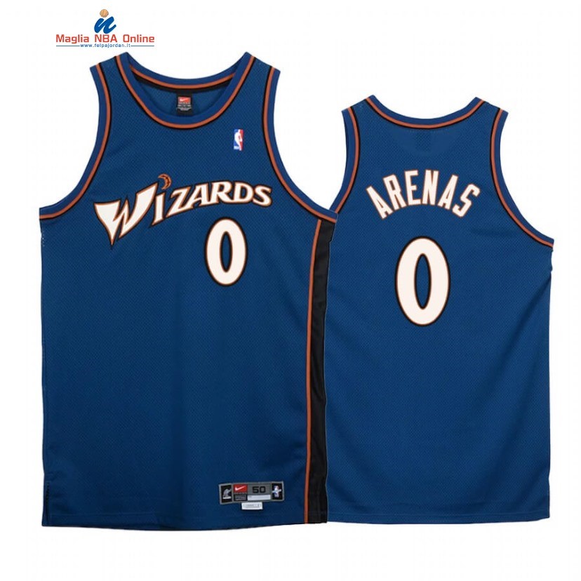 Maglia NBA Washington Wizards #0 Gilbert Arenas Marino Hardwood Classics Acquista