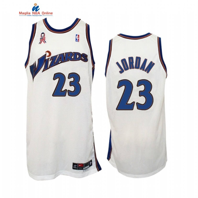 Maglia NBA Washington Wizards #23 Michael Jordan Bianco Hardwood Classics Acquista