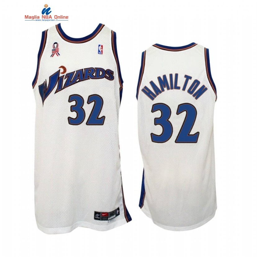 Maglia NBA Washington Wizards #32 Richard Hamilton Bianco Hardwood Classics Acquista