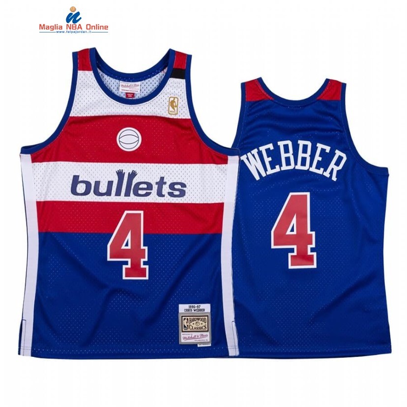 Maglia NBA Washington Wizards #4 Chris Webber Blu Hardwood Classics Acquista