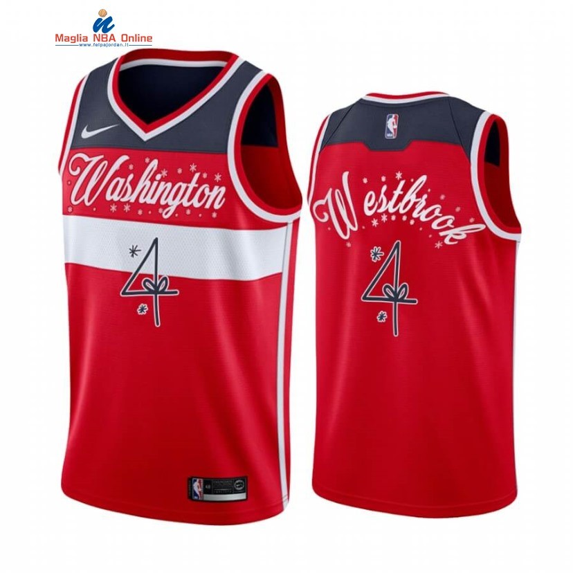 Maglia NBA Washington Wizards 2020 Natale #4 Russell Westbrook Rosso Acquista