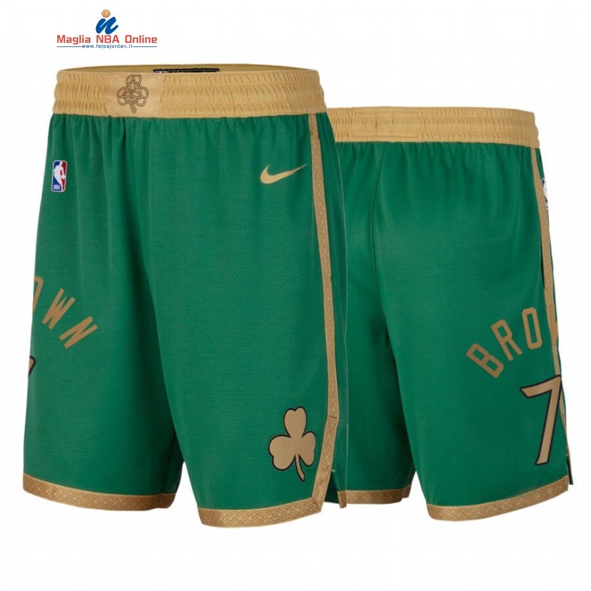 Pantaloni Basket Boston Celtics #7 Jaylen Brown Verde Città 2020 Acquista