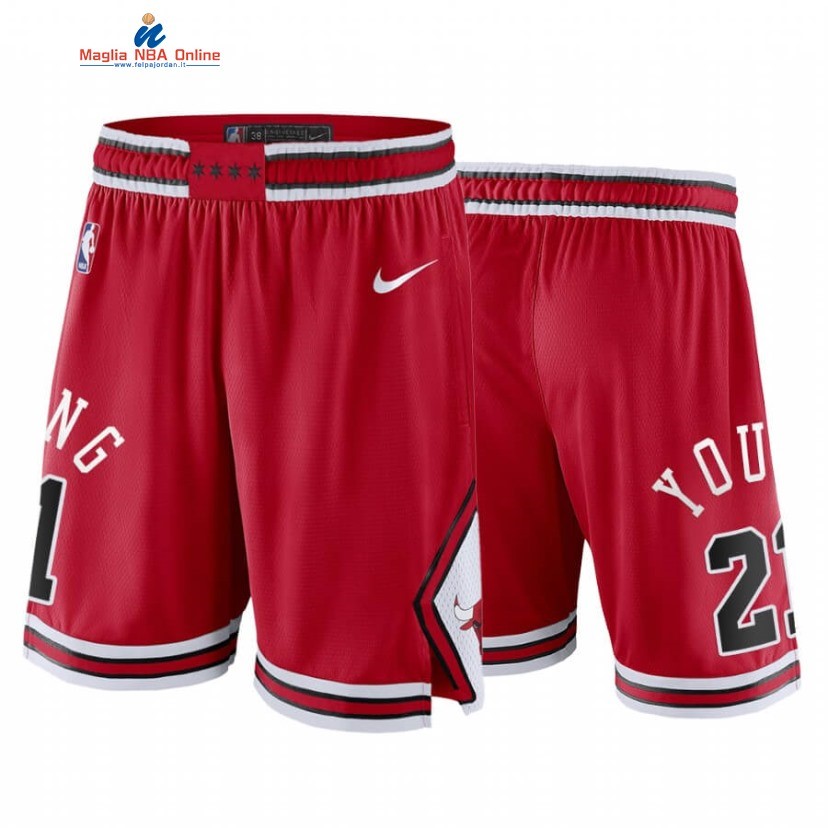 Pantaloni Basket Chicago Bulls #21 Thaddeus Young Rosso Icon 2020 Acquista